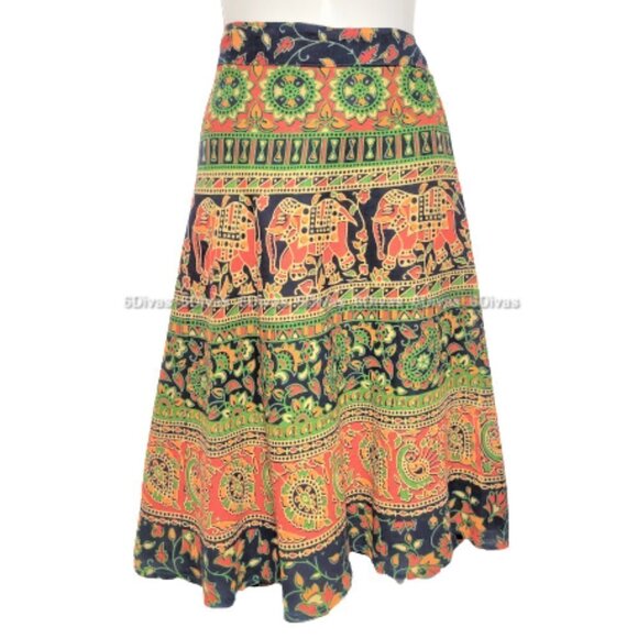 Cotton Wrapskirt  Colorful Skirt  Midi Skirt-New! - Picture 1 of 6
